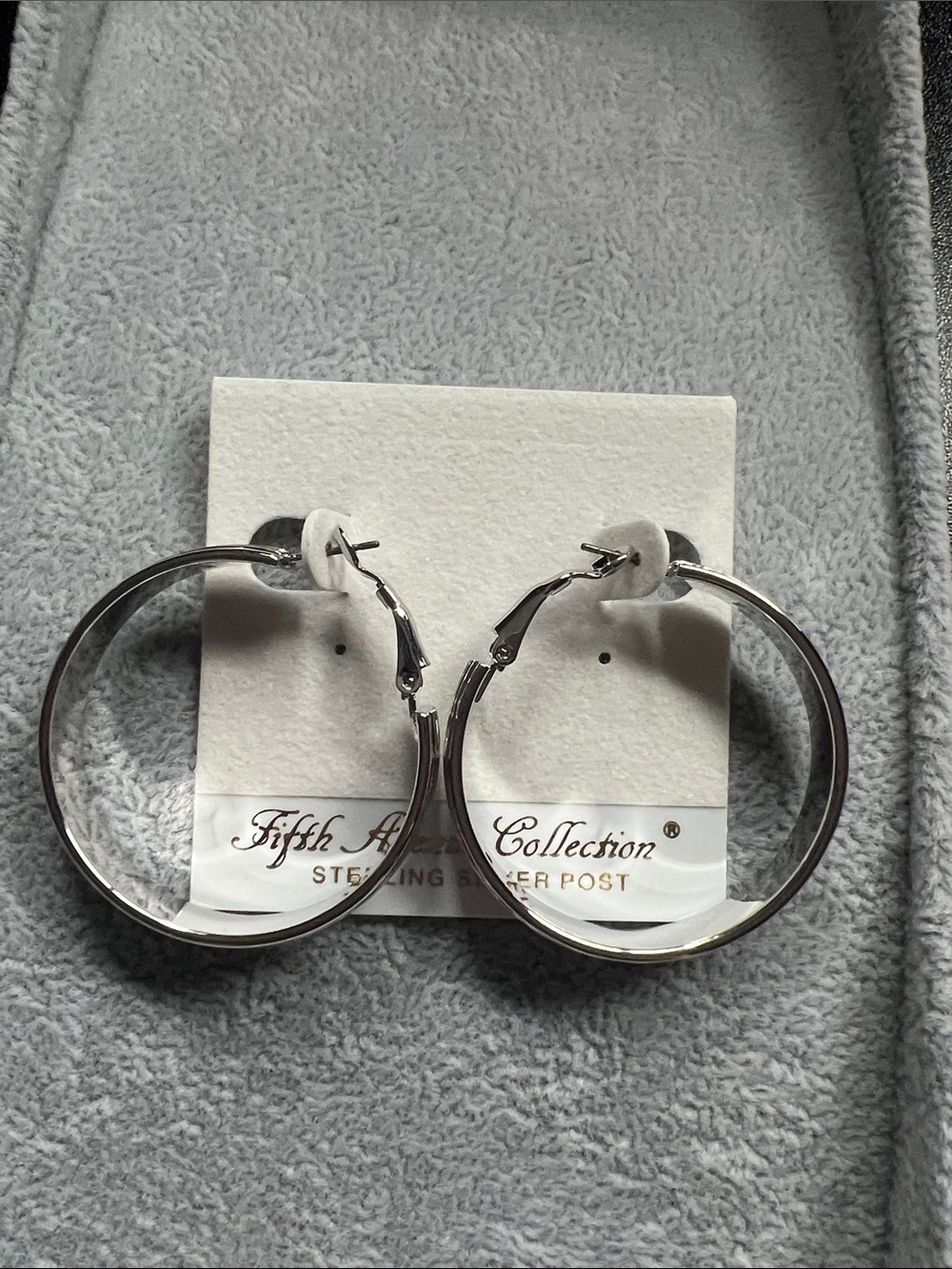 Fifth Avenue Collection Polished Silver Hoop Earrings